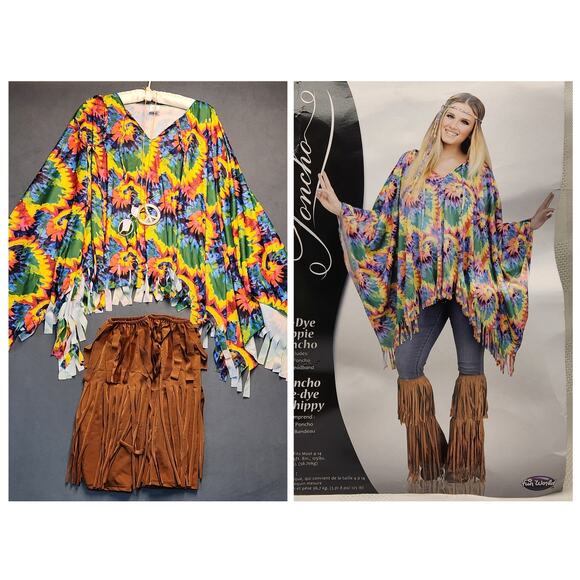 Adult‎ Size Hippie Costume Tye Dye With Piece Sign & Glasses-- One Size - Picture 11 of 11